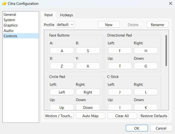 citra controls